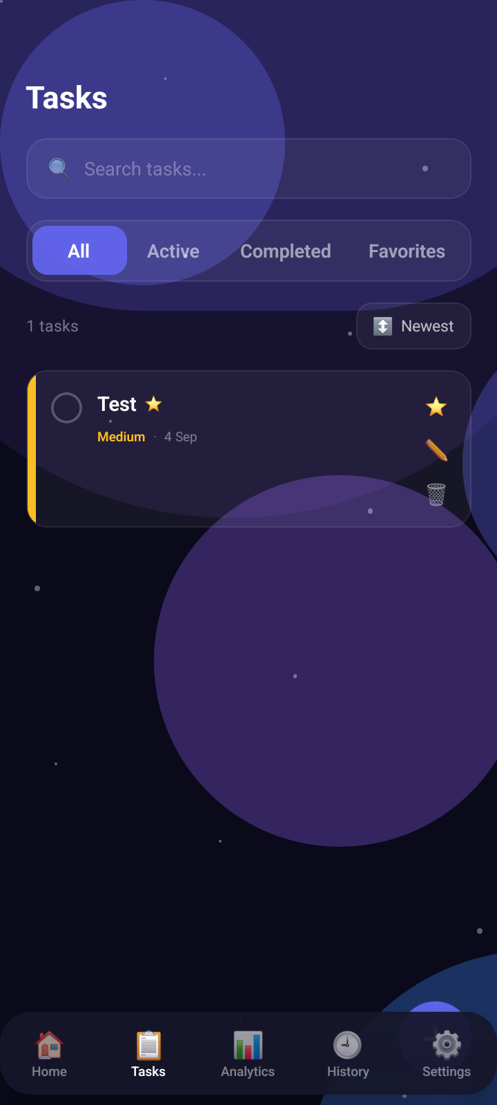 Task list in ClearStats